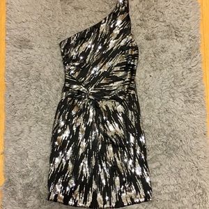 Like New Black and Sequence One Shoulder Dress